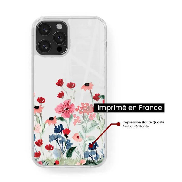Siliconeförstärkt skal med tryck kompatibelt med Apple iPhone 15 Plus Blommig vår Transparent