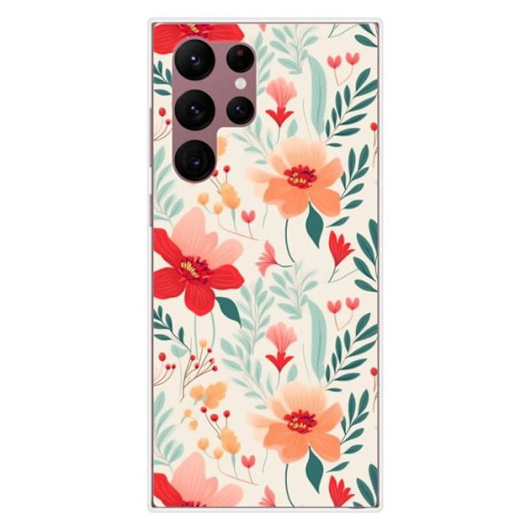Siliconfodral - Kompatibel med Samsung Galaxy S22 Ultra - design blommor på vägg Transparent