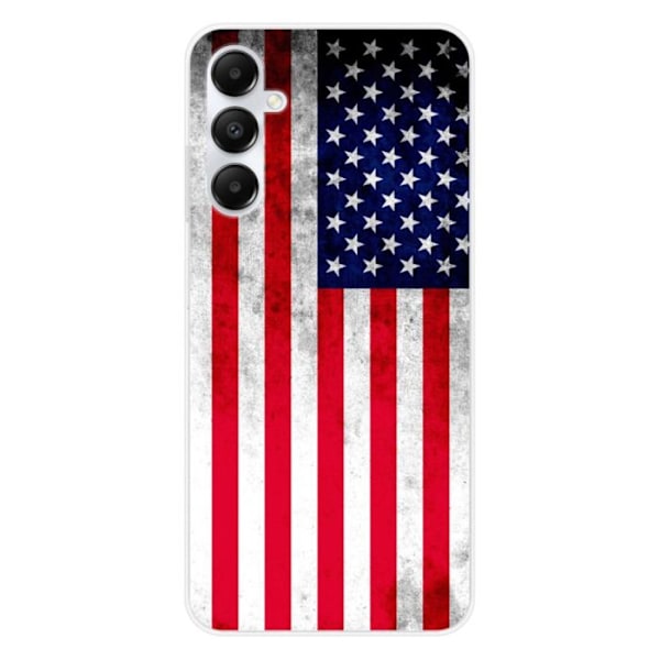 Tryckt silikonfodral som är kompatibelt med Samsung Galaxy A05S USA flagga Transparent