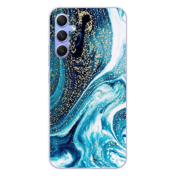 Silicone-fodral - Kompatibel med Samsung Galaxy A34 5G - design i glittrande blå marmor Transparent