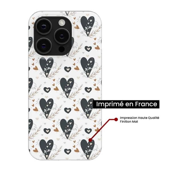 1001Coques - Silikonfodral kompatibelt med Apple iPhone 16e iPhone 17e - Boho hjärtan mönster - Originaldesign tryckt i Frankrike Transparent