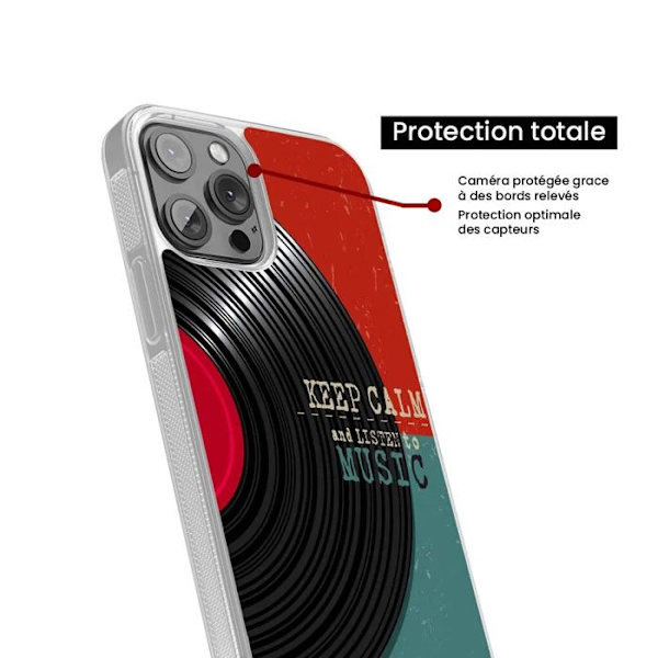 Siliconförstärkt skyddsfodral med tryck kompatibelt med Apple iPhone 13 Mini Keep calm Transparent
