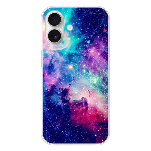 Siliconfodral - Kompatibel med Apple iPhone 16 - design galax blå Transparent