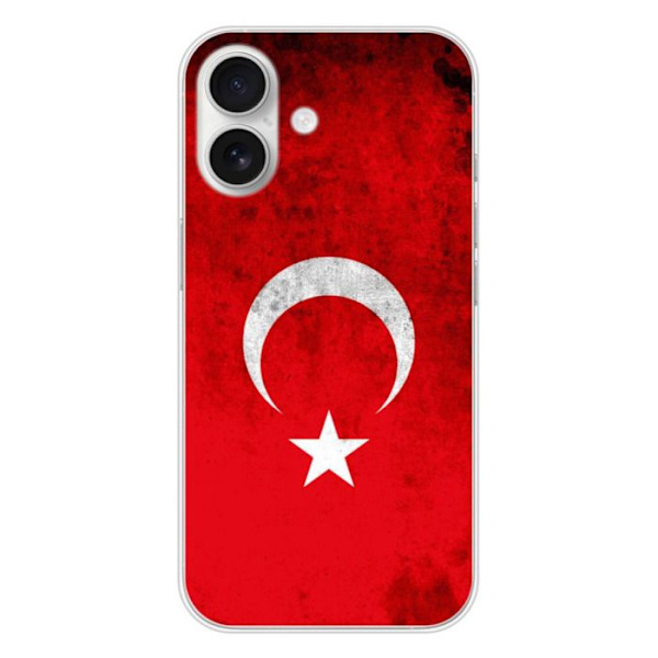 Siliconfodral - Kompatibel med Apple iPhone 16 - design med turkiskt flagga Transparent