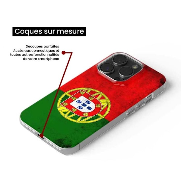 Tryckt silikonfodral som är kompatibelt med Apple iPhone 16 Plus Portugal flagga Transparent