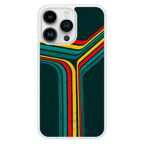 Coque i silikon förstärkt med tryck kompatibel med Apple iPhone 14 Pro Retro linjer Transparent