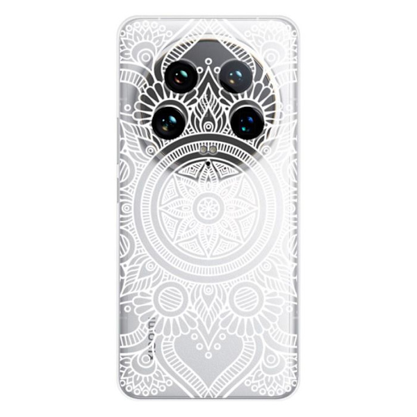Siliconformad skal - 1001 skal - Xiaomi 14 Ultra - Vit mandala - Optimal skydd - Halvstyv Transparent