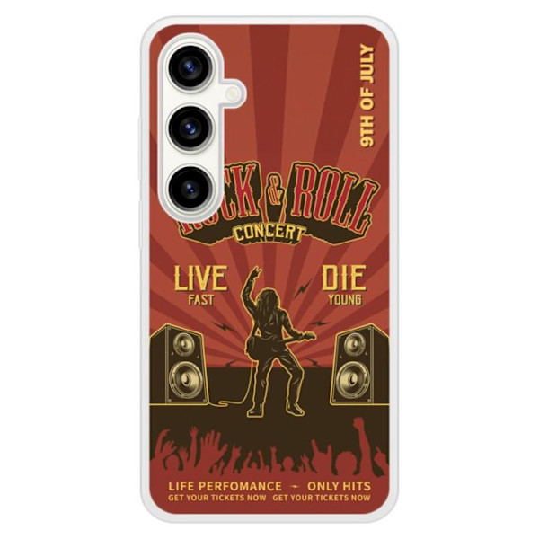 Coque i förstärkt silikon med tryck, kompatibel med Samsung Galaxy S23 FE Rock and roll Transparent