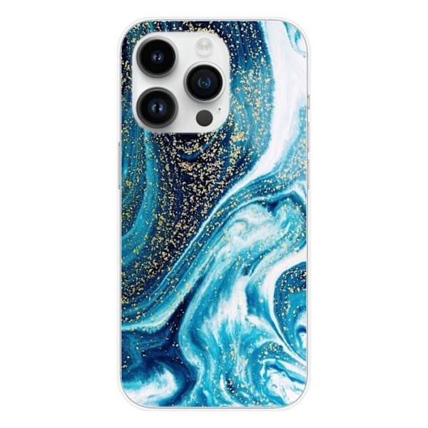 Siliconfodral - Kompatibel med Apple iPhone 14 Pro - design i glittrande blå marmor Transparent