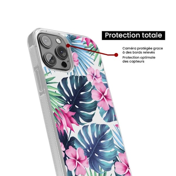 Siliconeförstärkt tryckt fodral kompatibel med Apple iPhone 16 Pro Max Tropisk Aquarelle Transparent