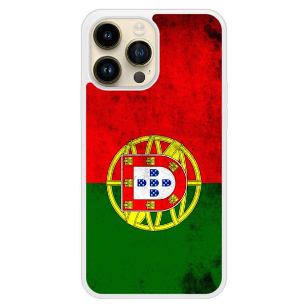 Silicone-skal med förstärkt tryck kompatibel med Apple iPhone 14 Pro Max Portugalflagga Transparent