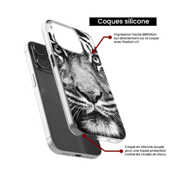 Silicone-skal - Kompatibel med Samsung Galaxy M15 5G - design i svart och vit tiger Transparent