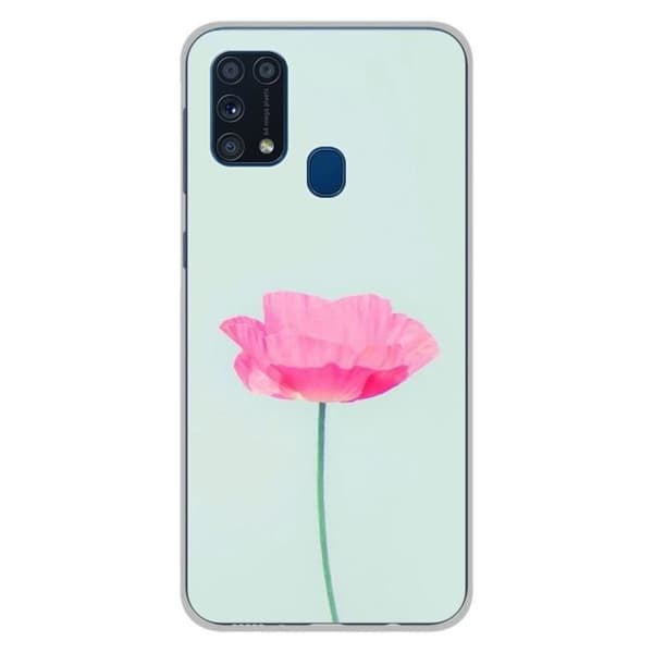 Tryckt silikonfodral som är kompatibelt med Samsung Galaxy M31 Rose Flower