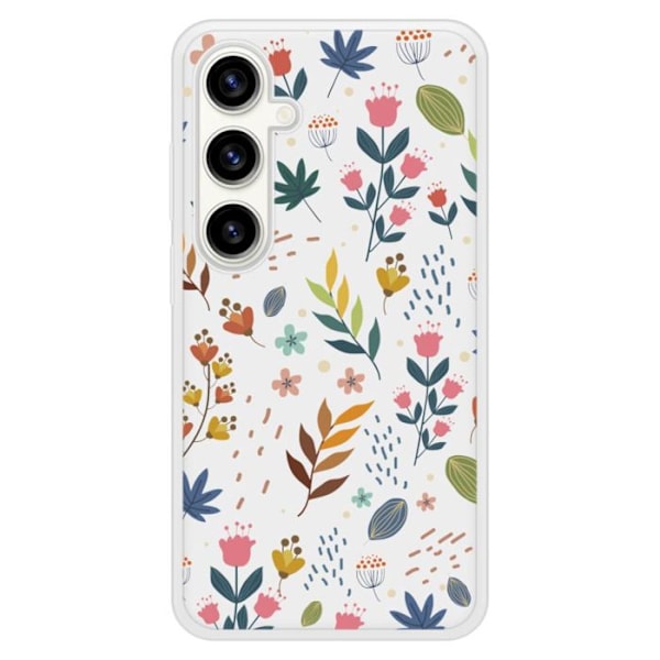 Silicon-skal med förstärkt tryck kompatibel med Samsung Galaxy S23 FE Färgglada blommor Transparent