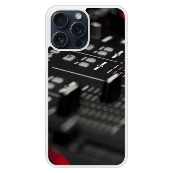 Förstärkt silikonskal med tryck kompatibel med Apple iPhone 15 Pro Max Dj Mixer Transparent