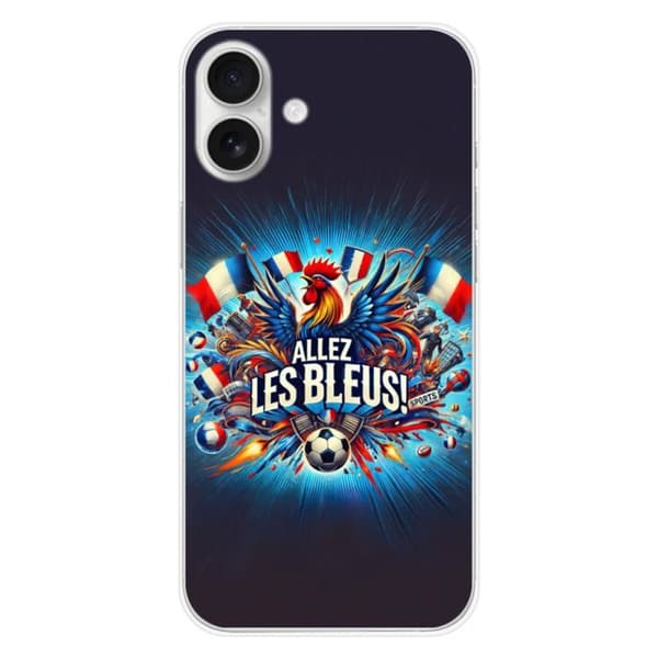 Silikonskal - Kompatibel med Apple iPhone 16 Plus - design allez les bleus Transparent