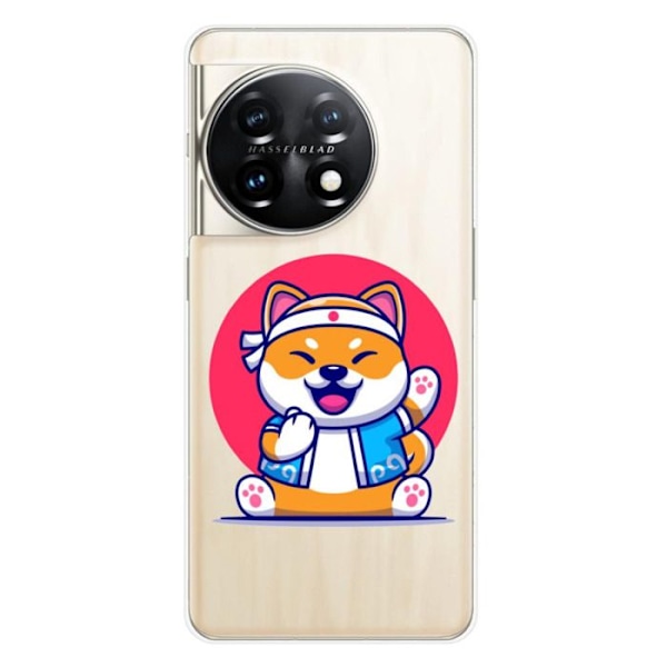 Tryckt silikonfodral som är kompatibelt med OnePlus 11 5G Shiba ninja Transparent