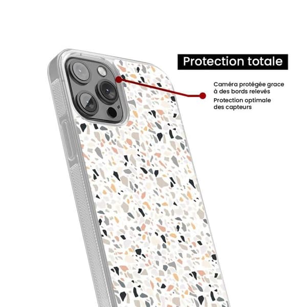 Färgglad tryckt silikonfodral kompatibelt med Apple iPhone 15 Pro Terrazzo Transparent