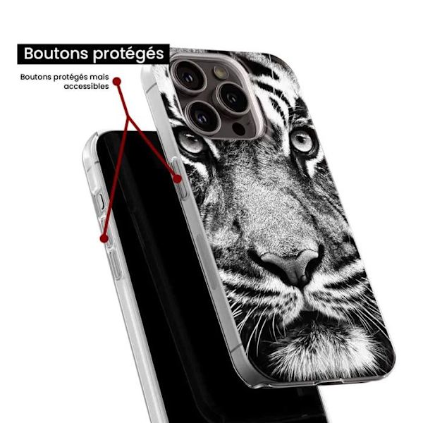Silicone-skal - Kompatibel med Samsung Galaxy M15 5G - design i svart och vit tiger Transparent