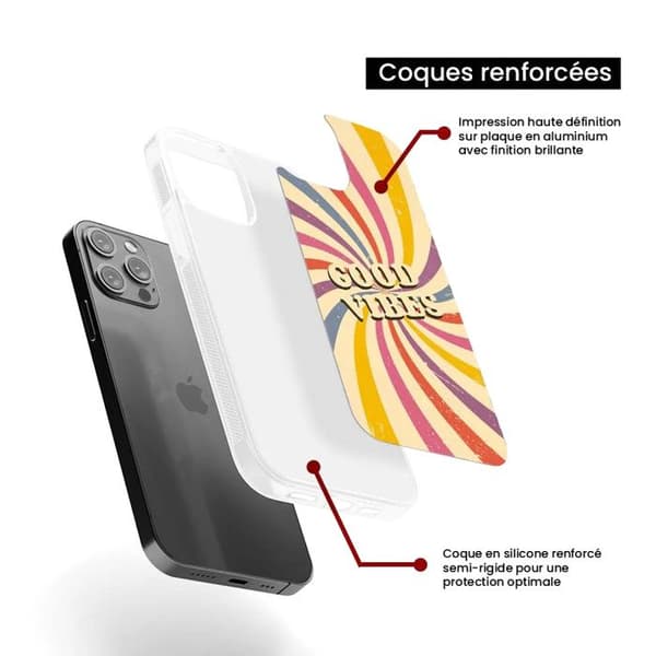 Siliconförstärkt tryckt skal kompatibelt med Apple iPhone 14 Pro Max Good vibes Transparent