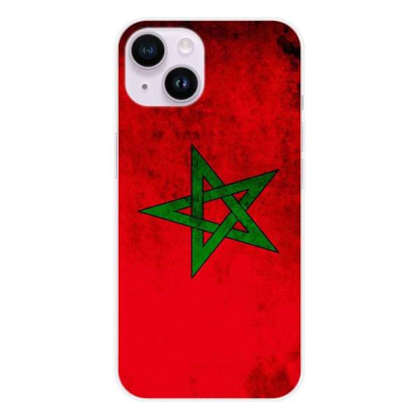 Siliconfodral - Kompatibel med Apple iPhone 14 - design med marockansk flagga Transparent