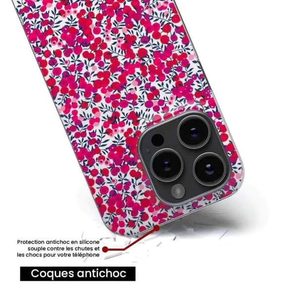 Siliconfodral kompatibelt med iPhone 17 Pro - Liberty Wiltshire Röd Transparent