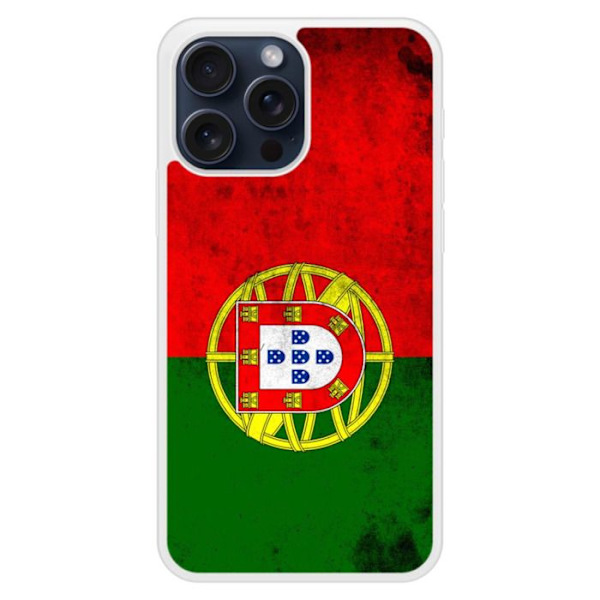 Siliconförstärkt tryckt fodral kompatibelt med Apple iPhone 15 Pro Max Portugals flagga Transparent