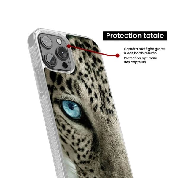 Förstärkt silikonfodral med tryck kompatibelt med Apple iPhone 16 Pro Leopardöga Transparent