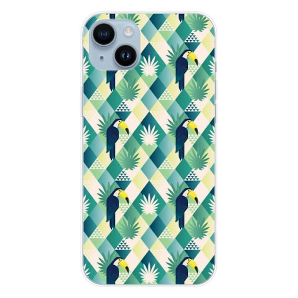 Siliconefodral - Kompatibel med Apple iPhone 15 Plus - design toucan diamant Transparent