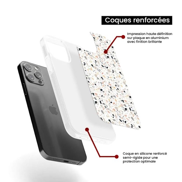 Siliconförstärkt tryckt skal kompatibelt med Apple iPhone 16 Pro Terrazzo färg Transparent
