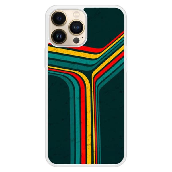 Coque i silikon med förstärkta tryck kompatibel med Apple iPhone 13 Pro Max Retro linjer Transparent