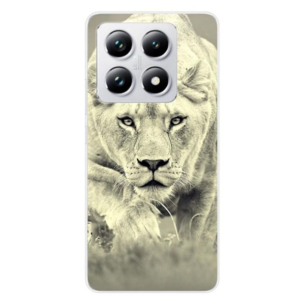 Siliconfodral Med Tryck - 1001 Fodral - Xiaomi 14T 4G - Lejonmönster - Optimal Skydd - Mjuk Transparent