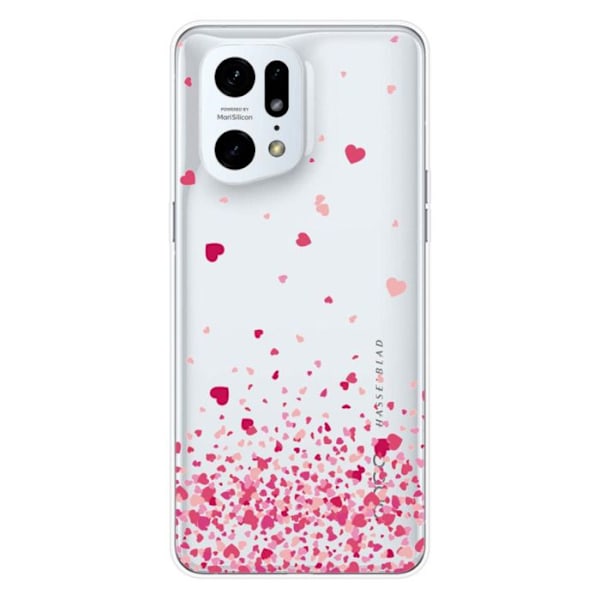 Tryckt silikonfodral som är kompatibelt med Oppo Find X5 Pro Confetti of Hearts Pink