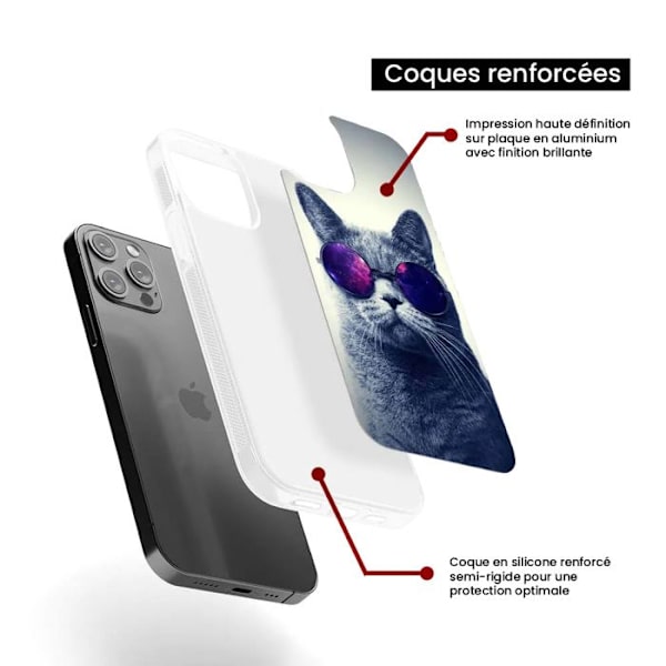 Siliconförstärkt tryckt skal kompatibel med Samsung Galaxy S24 Plus Katt med glasögon Transparent