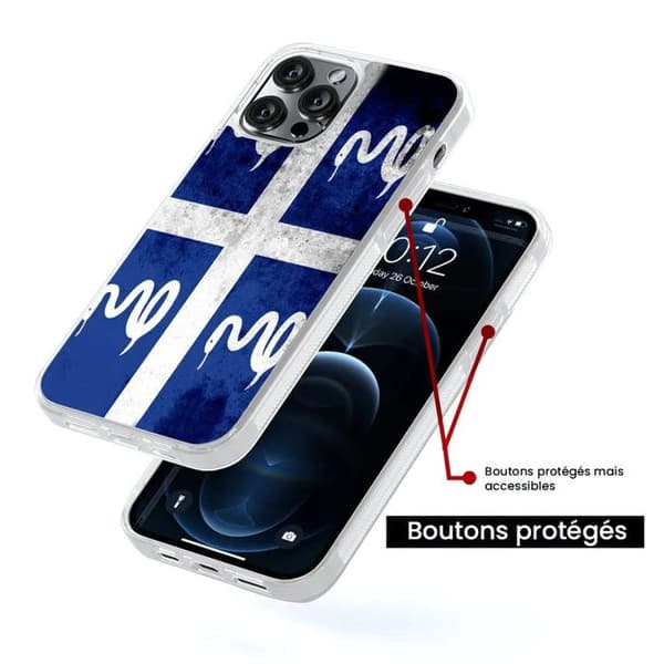 Coque Silicone Renforcée - 1001COQUES - iPhone 15 Plus - Drapeau Martinique - Antichoc - Design Unique Transparent