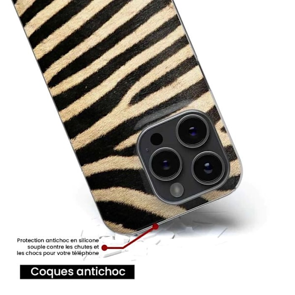 Tryckt silikonfodral som är kompatibelt med Apple iPhone 15 Zebra Transparent