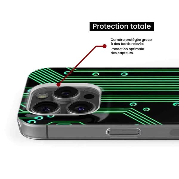 Siliconfodral - Kompatibel med Apple iPhone 15 Plus - design med geek-kretsstruktur Transparent