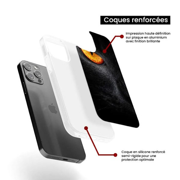 Siliconfodral med förstärkning, tryckt, kompatibel med Apple iPhone 14 Plus Panteröga Transparent