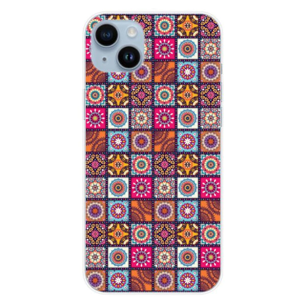 Silikonskal - Kompatibel med Apple iPhone 15 Plus - design patchwork mandala Transparent