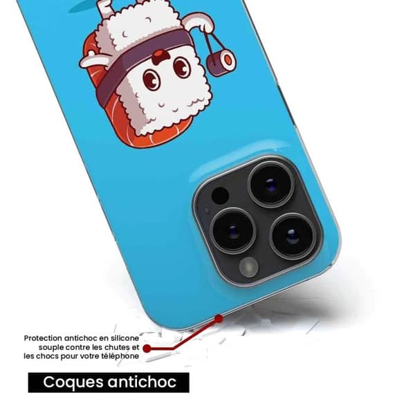 1001Coques - Silikonfodral kompatibelt med Apple iPhone 11 Pro Max - Glad sushi-mönster - Originaldesign tryckt i Frankrike Transparent