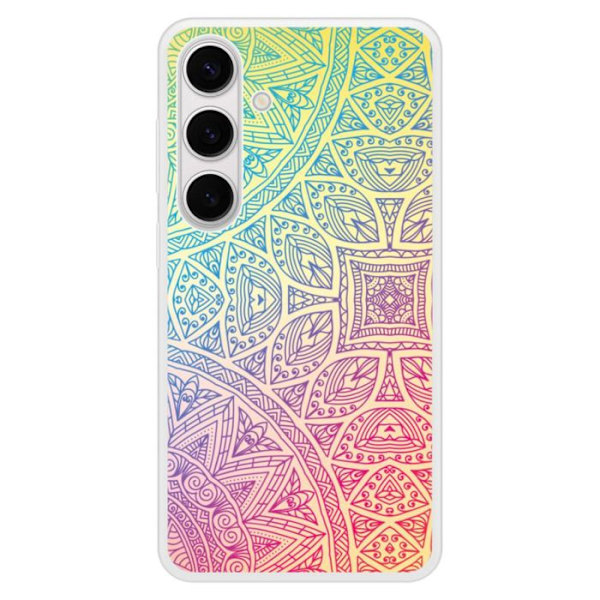 Silikonförstärkt skal med tryck kompatibelt med Samsung Galaxy S24 Plus Mandala Pastell Transparent