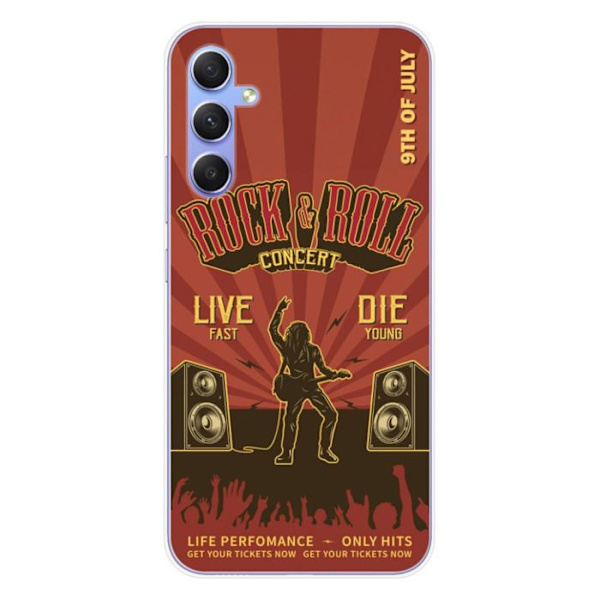 Siliconfodral - Kompatibel med Samsung Galaxy A34 5G - rock and roll-design Transparent
