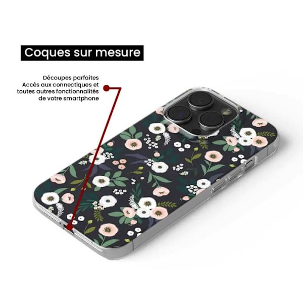 Tryckt silikonfodral kompatibelt Xiaomi Mi 9 Mi 9 Pro Flowers Black Transparent