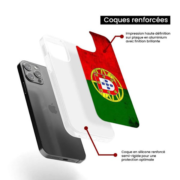 Siliconförstärkt tryckt skal kompatibelt med Apple iPhone 13 Portugals flagga Transparent
