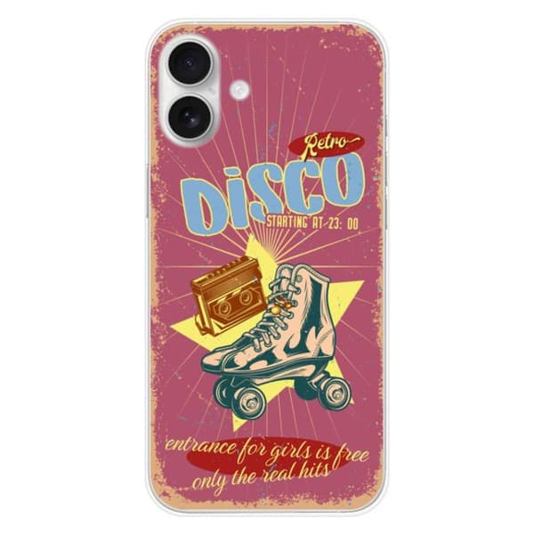 Siliconfodral - Kompatibel med Apple iPhone 16 Plus - retro disco design Transparent