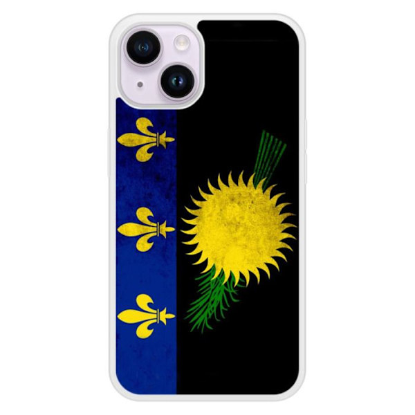 Siliconförstärkt skal med tryck kompatibelt med Apple iPhone 14 Guadeloupe flagga Transparent