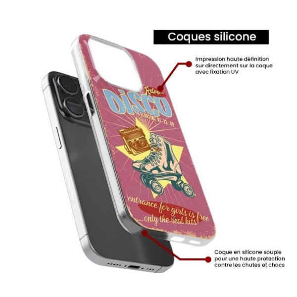 Siliconfodral med tryck kompatibelt med Xiaomi 14T Pro Retro disco Transparent