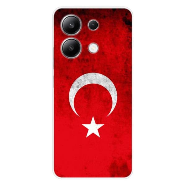 Silicone case - Kompatibel med Xiaomi Redmi Note 13 4G - design med Turkiets flagga Transparent