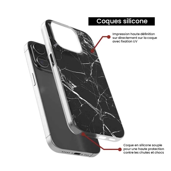Siliconfodral med tryck kompatibelt med Xiaomi 14T Pro Marmor Svart Transparent