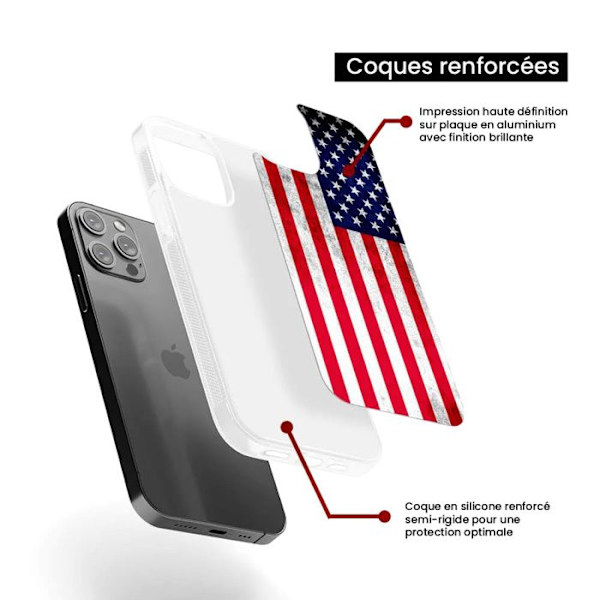 Förstärkt tryckt silikonfodral kompatibelt med Samsung Galaxy A05S USA Flagga Transparent